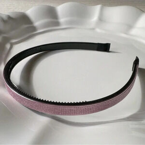 Thin & Flat Light Pink Sparkling Headband Narrow Rhinestones Glitter & Sparkle